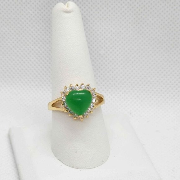 NEW  Heart Shape Jade Ring added new sizes - Picture 1 of 5